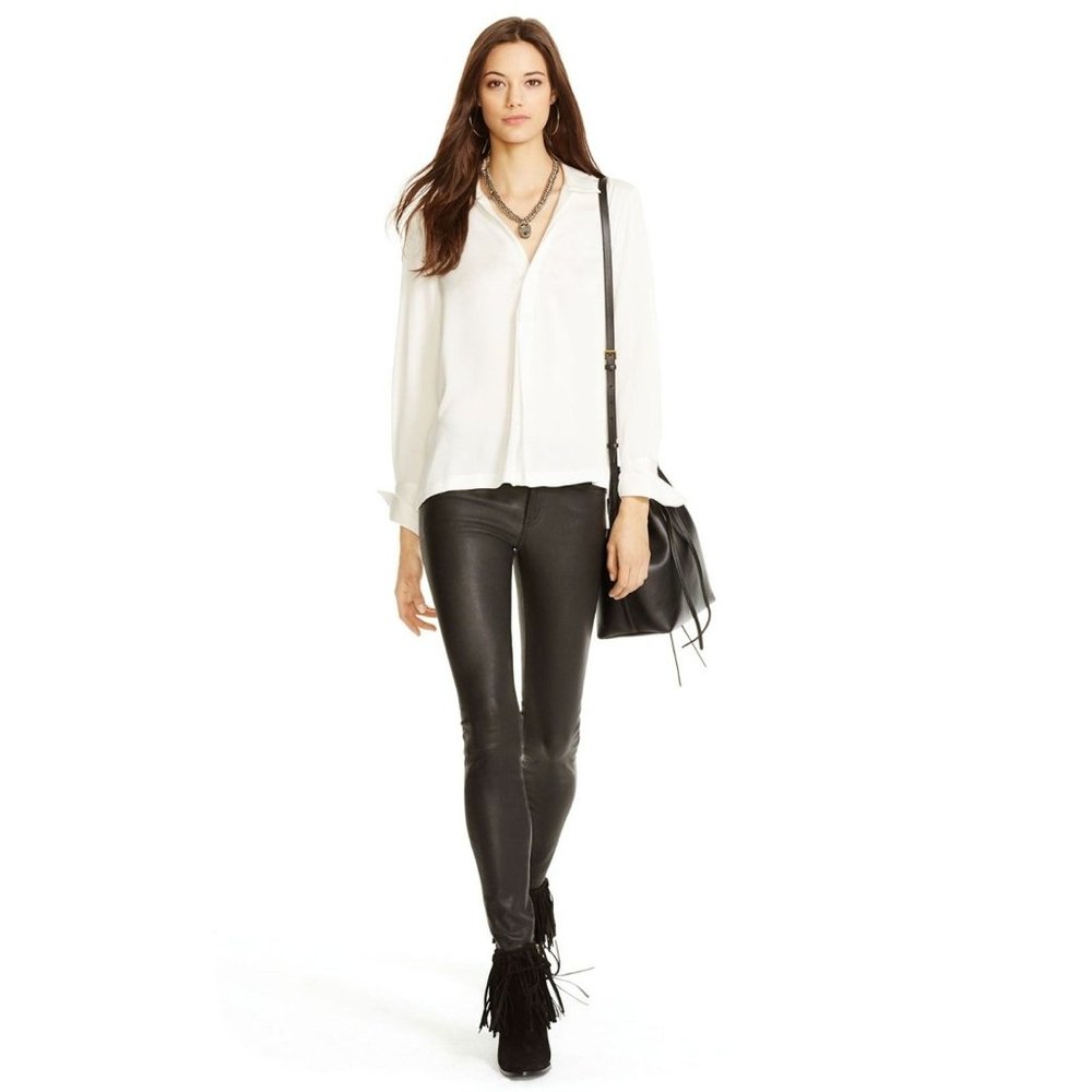 Polo Ralph Lauren Black 5 Pocket Leather Stretch Pants